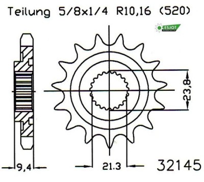 Pinion fata 13 dinti pas lant 520 &amp;ndash; HM-Moto CRE F 450 R - CRM F 450 - CRE F 500 - Honda CR 250 R - CRF 450 X - TRX 450 Sportrax foto