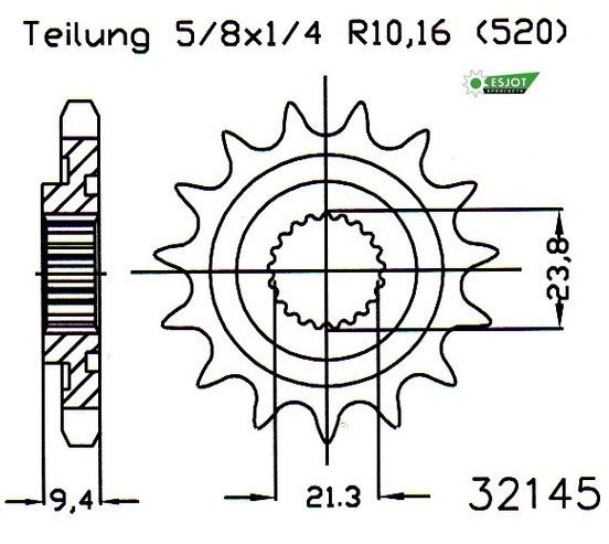 Pinion fata 13 dinti pas lant 520 &ndash; HM-Moto CRE F 450 R - CRM F 450 - CRE F 500 - Honda CR 250 R - CRF 450 X - TRX 450 Sportrax