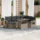 Cumpara ieftin Gossi set mobilier de gradina cu perne, 8 piese gri deschis poliratan