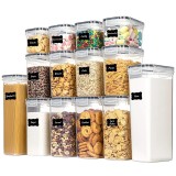 Cutii de depozitare alimente, Cyrax, Set din 14 Cutii pentru Condimente, Cereale, Cutii pentru Bucatarie, din Plastic PP, Cutii Alimentare, Diferite D