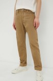 G-Star pantaloni de bumbac culoarea bej, drept