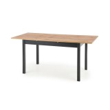 Masa living extensibila HM Greg, PAL Laminat, 124-168x74x75 cm, 6 persoane, stejar wotan negru