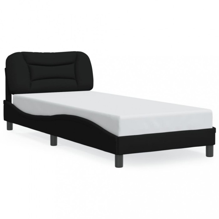 Gossi cadru de pat cu tablie, negru, 80x200 cm, textil