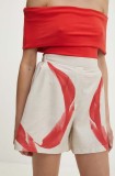 Answear Lab pantaloni scurti femei, culoarea rosu, high waist