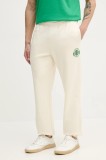 Lacoste pantaloni de trening barbati, culoarea bej, cu imprimeu, XH9777