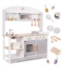 Bucatarie Copii Lemn MDF Accesorii Moderne 82cm, Chiuveta Metalica, Aragaz, Cuptor Microunde, Frigider, Ustensile Gatit