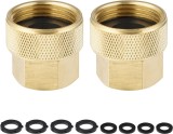 Set de 2 conectori pentru tevi de apa Hibbent, alama, auriu, 3/4 GHT