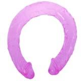 Dildo Dublu BAILE Double Dong Lila 44.5 cm Jelly Ultra-flexibil pentru Penetraare Dubla si Utilizare in Doi