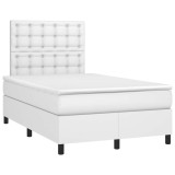 Cumpara ieftin Pat box spring cu saltea, alb, 120x190 cm, piele ecologica