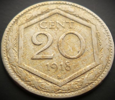 Moneda istorica 20 CENT / CENTI - ITALIA, anul 1918 * cod 4374 foto