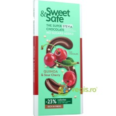 Ciocolata cu Lapte, Quinoa, Visine si Indulcitor Stevie Sweet&amp;Safe 90g
