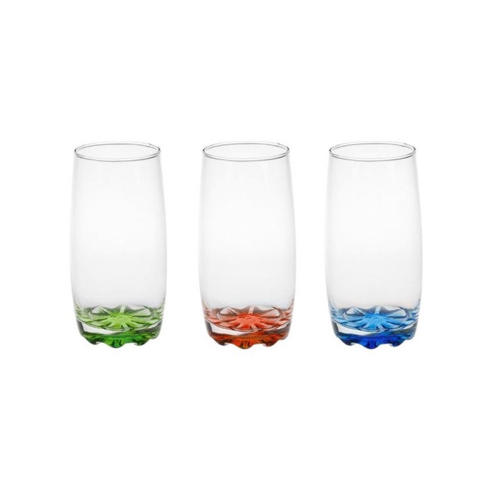 Set 3 Pahare din sticla, 369 ml, Multicolor, 7x14 cm, ATU-085640