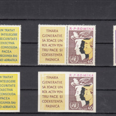 ROMANIA 1961 LP 532 LP 532 a O.N.U. DANTELATE SI NEDANTELATE SERII MNH