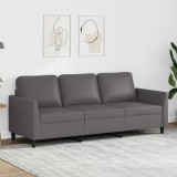 vidaXL Canapea cu 3 locuri, gri, 180 cm, piele ecologică 359340