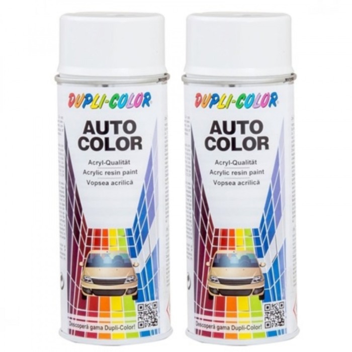 Pachet 2 x Vopsea spray auto Dacia alb boreal Dupli Color 350 ml
