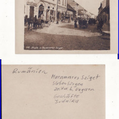 Salutari din Maramures( Sighet ) -Strada comerciala, Iudaica-foto, rara