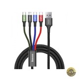 Cablu Incarcare USB-A - Lightning / microUSB / 2 x USB-C Baseus Rapid 4in1 20W 1.2m Negru CA1T4-B01