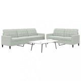 VidaXL Set de canapele cu perne, 2 piese, gri deschis, catifea