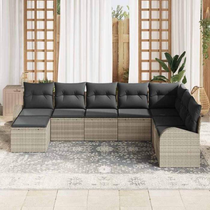 vidaXL Set de canapele pentru grădină 8 pcs Gri deschis Rattan poli 3346162