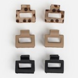 Clame de păr dreptunghiulare, Set 6 buc, 4 cm, Bej cu buline negre, CMCLASS