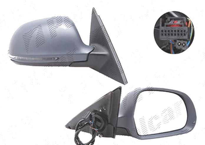 Oglinda exterioara Audi A4/S4 (B8), 11.2007-2009 Sedan, A4/S4 (B8), 2008-10.2011 Combi , Dreapta, reglare electrica; grunduit; incalzita; geam asferi