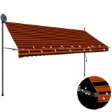 VidaXL Copertină retractabilă manual cu LED, portocaliu &amp; maro, 350 cm
