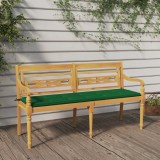 Banca gradina Gossi Batavia 150cm lemn masiv tec, perna verde, exterior