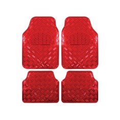 Covor auto interior aluminiu rosu