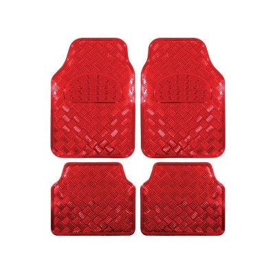 Covor auto interior aluminiu rosu foto