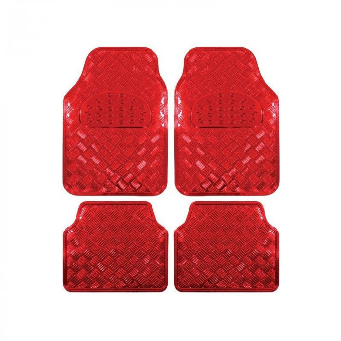 Covor auto interior aluminiu rosu