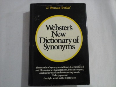 WEBSTER&amp;#039;S NEW DICTIONARY OF SYNONYMS - Merriam Company Publishers foto