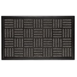 Covor de usa din cauciuc cu model in relief, Negru / Gri, 75 x 45 cm, Oem