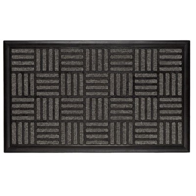 Covor de usa din cauciuc cu model in relief, Negru / Gri, 75 x 45 cm foto