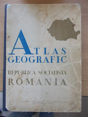 ATLAS GEOGRAFIC-REPUBLICA SOCIALISTA ROMANIA-CARTONAT CU HARTI-R5F foto