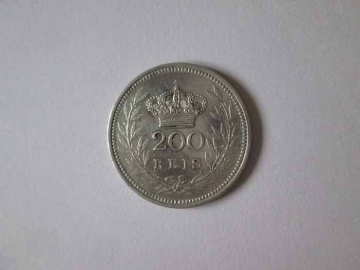 Portugalia 200 Reis 1909 argint 835 regele Emanuel II