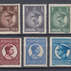 ROMANIA 1932 LP 96 REGELE CAROL II UZUALE FILIGRAN CC SERIE MNH