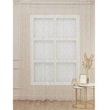 Perdea Decor Fereastra, Tul Transparent, Broderie Alba cu Insertii Aurii, Art Decor, La Metru