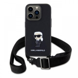 Karl Lagerfeld Husa Saffiano Crossbody Metal Ikonik iPhone 15 Pro Max Negru