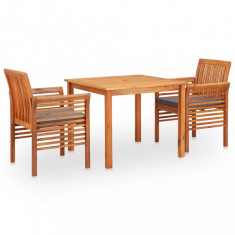 vidaXL Set mobilier de exterior cu perne 3 piese, lemn masiv de acacia