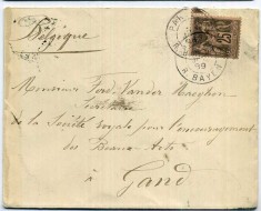 France 1889 Postal History Rare Cover Paris R. Bayen to Gand Belgium D.570 foto