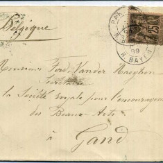 France 1889 Postal History Rare Cover Paris R. Bayen to Gand Belgium D.570