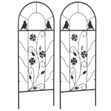 Outsunny Treillis de jardin lot de 2 suport pentru plante agatatoare din metal - 38 x 98 cm negru | Aosom Romania