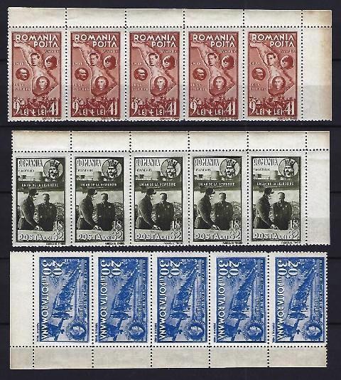 Romania 1942 - Lp 148 II - Un an Basarabia - straif de 5 timbre - MNH***