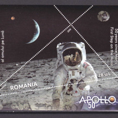 RO 2019 LP 2247a "50 ani primul pas pe Luna/ misiunea Apollo", colita 799 ,MNH