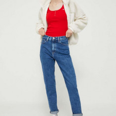 Tommy Jeans jeansi femei, culoarea albastru marin