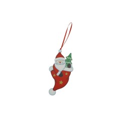 Ornament de brad om de zapada in ciorap, flippy, rosu, lemn, 14 cm