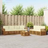 vidaXL Seturi de canapele 8 pcs Natural și Crem Lemn Solid de Acacia 3374480