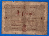 (1) BANCNOTA UNGARIA - 5 FORINT 1848, SEMNATURA KOSSUTH, SERIE SCRISA MANUAL