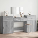 vidaXL Set de măsuță de toaletă, 4 piese, gri sonoma, lemn prelucrat