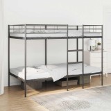 VidaXL Pat supraetajat fără saltea negru 107x203 cm oțel